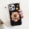 Funda de Silicona Naranja con Soporte para Teléfono Móvil de Capibara Estéreo 3D de Dibujos Animados Adecuada para Apple 161514 Promax