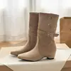 Botas vaqueras retro con tacón grueso para mujer 2026, Botines elegantes de otoño de doble uso Melard Knight, Botas de moda que aumentan la altura