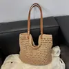 Bolso Tejido a Mano de Gran Capacidad para Mujer 2025 Nuevo Bolso Tejido de Paja Bolso de Hombro para Vacaciones en la Playa Bolso Tote para Viajero