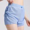 Pantalones Cortos Deportivos de Malla Falsos de Dos Piezas con Cordón para Mujer de Cintura Alta con Efecto Moldeador Abdominal para Correr al Aire Libre Anti-Luz Ciclismo Fitness