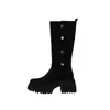Botas largas para mujer 2025 nuevo estilo vintage tacón grueso altura versátil que aumenta suela gruesa botas elásticas botas apiladas