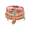 Pulsera de corazón de palma y ojo maligno estilo bohemio, bestseller transfronterizo, pulsera de cordón elástico multicapa
