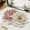 Tapete de Terra de Diatomáceas Irregular Floral Visual 3D Estilo Francês Minimalista Moderno para Banheiro, Absorvente de Água e Antiderrapante