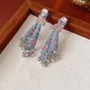 Pendientes de plata con diseño de flor rosa de hada y diamantes, estilo Mori, delicados y dulces, elegantes accesorios de alta gama para mujer.