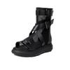 Sandálias de Comércio Exterior de Roma Verão Feminino Couro Genuíno Costura Mesh Britânico Botas Martins Solado Grosso Vazado Sandálias de Cano Alto