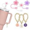 Chaveiro Mochila Acessórios para Copos Corrente Alça Lagosta Fivela Inglês Carta Jóias Fofas Pingente Flor Palha Cap