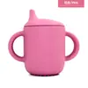 Copo de Silicone Popular para Bebês para Aprender a Beber, Copo com Bico, Copo Especial para Água Potável para Bebês e Crianças Pequenas, Antiderrapante, Copo com Tampa de Duas Alças para Beber Diretamente