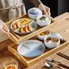 Prato Dividido de Cerâmica Estilo Japonês para Perda de Peso, Louça para Porção Única, Conjunto de Pratos para Café da Manhã, Refeição Pós-Parto, Prato Dividido para Controle de Porções