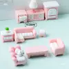 Muebles Creativos Elásticos Q Rosas, Accesorios Decorativos Hechos a Mano para Casas de Muñecas DIY, Adornos Pequeños para Paisajismo de Sala de Estar en Miniatura