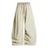 Pantalones anchos de estilo americano modernos y holgados para hombre, de color liso, con un diseño elegante, pantalones casuales tipo paracaidista plisados