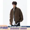 Chaqueta de motocicleta estilo americano tie-dye de piel sintética para hombre, marca de tendencia de verano, elegante chaqueta bomber corta tipo béisbol