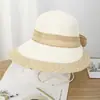 Sombrero de Sol de Lazo de Verano para Mujer, Sombrero de Protección Solar para Vacaciones en la Playa, Sombrero de Sol de Ala Ancha para Exteriores, Dulce Sombrero de Paja