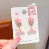 Estilo océano cola de sirena concha estrella de mar aretes para niños sin perforación orejas niñas colgante de perla a prueba de dolor lindos aretes