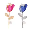 Broche de rosa de alta resistencia, tallo de flor completamente de diamantes con perlas de agua dulce, regalo navideño para mujeres, broche decorativo para abrigo