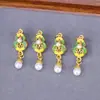 Colgante Ruyi de Oro Mate con Perla Accesorios Nuevo Chino Auspicioso Hueco Gota de Perla Accesorios de Aceite DIY Hecho a Mano Accesorios Pequeños