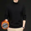 Sudadera Nueva de Invierno con Forro Grueso de Felpa, Cuello Semi-Alto, Versátil, Casual, Cálida, Capa Base para Hombre