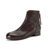 Botas Chelsea de couro de cavalo vintage lavadas artísticas feitas à mão 2024 inverno salto baixo grosso zíper traseiro bico redondo botas de couro para mulheres