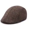 Boina de Otoño e Invierno Gorra de Temperamento Delantera Gorras Retro para Hombres Gorra Rayada para Personas de Mediana Edad y Mayores Sombrero de Sol de Color Sólido Ligero
