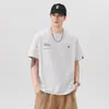 Camiseta de Manga Corta con Estampado de Letras Pesadas para Hombre, Nuevo Estilo Verano 2026, Top Casual Holgado de Cuello Redondo de Media Manga, Blanco y Gris