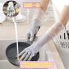 Guantes para el hogar antideslizantes de goma estampada al por mayor guantes engrosados para lavar platos guantes transparentes blancos de una sola capa limpios impermeables