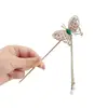 Abanico Plegable de Mariposa con Caracteres Chinos Retro Pasador de Pelo Nuevo Chinoiserie Rico Peony Borla Pasador de Pelo Chica Elegante Clásico Adorno para el Cabello