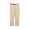 Conjunto de Calça Pantalona com Corset Plissado de Mistura de Linho + Cinto Novo Verão 2025 Estilo Resort