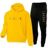 Sudadera con capucha informal para hombre y mujer 2025, conjunto, chaqueta con capucha de marca estampada de moda, forrada de forro polar, Otoño e Invierno