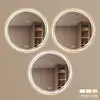Espejo inteligente redondo para hotel transfronterizo, espejo iluminado, espejo de maquillaje con luces, espejo de baño, luz LED antivaho, montado en la pared