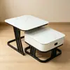 Sala de estar, uso doméstico, nuevo modelo 2026, mesa de centro pequeña, minimalista, lujo ligero, alta gama, mesa de café plegable de estilo italiano simple con tapa de losa de roca