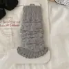 Polainas de Tricô Ruffle Outono Inverno Feminino Moda Outerwear Estilo Escola Japonesa Cor Sólida Versátil Meias para Panturrilha de Menina