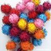 Bolas de Purpurina de Colores Mezclados, Bolas de Felpa de Poliéster, Bolas de Pelo Navideñas, Bolas de Seda Dorada, Accesorios de Bolas de Pelo Pequeñas Hechas a Mano para Jardín de Niños