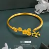 Pulseira de ouro sólido vietnamita com fecho de flor de ameixa e laço design de nicho ins para meninas joias de ouro simulação