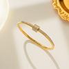 Pulsera de Acero de Titanio con Zircón de Moda que no se Desvanece para Mujer, Nicho de Alta Gama, Lujo Ligero, Temperamento, Joyería de Alta Gama