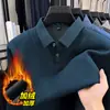 Xuezhongfei 2026 Otoño Nuevo Camiseta Polo Gruesa con Forro de Felpa para Hombre, Falso Dos Piezas, Moda Casual de Negocios