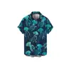 Exportação Transfronteiriça Camisas Havaianas Masculinas Moda Estampa 3D Impressão Digital Manga Curta Tops Atacado Estilo Tropical