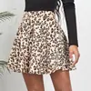 Saia de Veludo Cotelê Estampada de Leopardo Justa de Cintura Alta Sexy Picante Saia Evasê Saia Evasê Franzida Tendência Ins