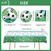 Juego de Vajilla con Temática de Fútbol del Mundial: Vasos de Papel, Platos de Papel, Servilletas de Papel, Mantel, Sombreros de Papel, Banderines Desplegables, Banderines Triangulares para Uso en Interiores