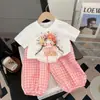 Conjunto Nuevo de Verano para Niñas: Camiseta Dulce para Niña y Pantalón Cuadros Anti-Mosquitos Conjunto Casual Infantil