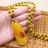 Agite o tom do novo suéter com corrente de joias de imitação de cera de abelha com contas de estilo nacional acessórios vintage pingente colar feminino