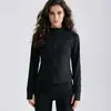 Chamarra de Yoga con Felpa de Otoño e Invierno para Mujer, Ceñida a la Cintura, Adelgazante, Cuello Alto, Cremallera, Ropa de Yoga, Fitness, Calidez, Chamarra Deportiva