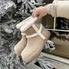 Botas de Nieve de Lana del Noreste para Mujer Piel Genuina Zapatos de Algodón del Noreste 2025 Nuevas Botas Cortas Cálidas de Lana Gruesa Forradas de Polar