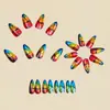 Uñas Redondas Almendradas Multicolores de Moda Estilo Ins Europeo y Americano Uñas Sencillas de Moda Desmontables Usables