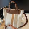 Bolso Retro Estilo Coreano Nuevo, Bolso de Lona Rayado Grande Simple Casual de Moda de Gran Capacidad para Hombro, Bolso Cruzado para Viajes