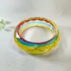 Joyería de Estilo Europeo y Americano, Pulsera de Resina con Elegante Diseño a Cuadros, Pulsera Redonda Transparente de Colores con Diseño Facetado