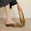 Nuevas Sandalias Cerradas Estampadas Estilo Chino Adelgazantes para Mujer, Acabado de Alta Gama, Zapatos de Madre Verano 2026, Mules de Tacón Grueso