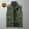Colete casaco de outono e inverno para homens com forro de fleece, colete duplo face, jaqueta de fleece sem mangas, colete casaco nas costas 1906A