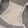 Roupa íntima feminina de algodão puro com estampa de desenho animado, cintura média, borda de renda, listrada, bolinhas, estilo coreano, moda, menina, estudante, short triângulo