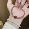 Pulsera Cuadrada de Plata de Ley S925 Plata Rota Diseño de Nicho Simple Natural Pulsera Roja del Sur Pulsera del Año Animal Pulsera de Ágata Roja