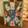 Manta INS de dibujos animados vintage con borlas, manta para siesta, manta multiusos para otoño e invierno, adecuada para dormitorio, sofá, ocio al aire libre y cubierta de mesa de comedor