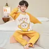 Pijama Infantil Cartoon para Meninos 2025 Novo Conjunto de Duas Peças com Calça de Manga Longa para Crianças Maiores Roupas de Casa